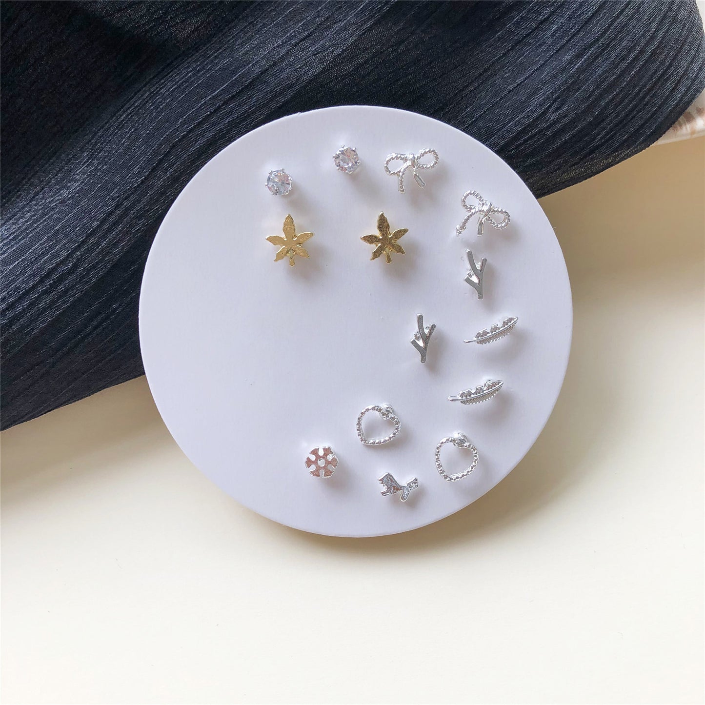 Minimalist Sweet Geometric Alloy Plated Stud Earrings with 925 Sterling Silver Posts for Women