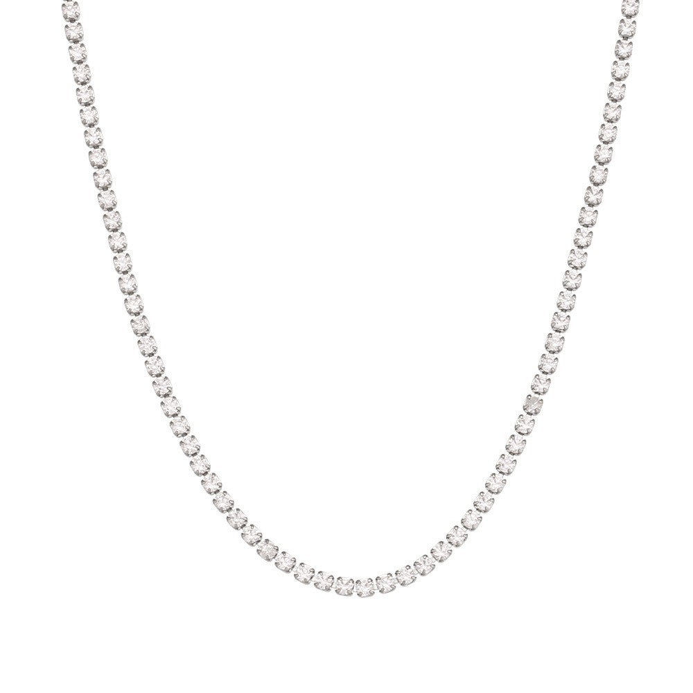 Minimalist Geometric Stainless Steel Plated Bracelet with Zirconia for Women