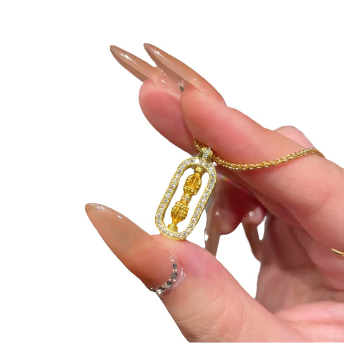 Collana minimalista geometrica Pixiu Vajra in acciaio al titanio placcato oro, unisex