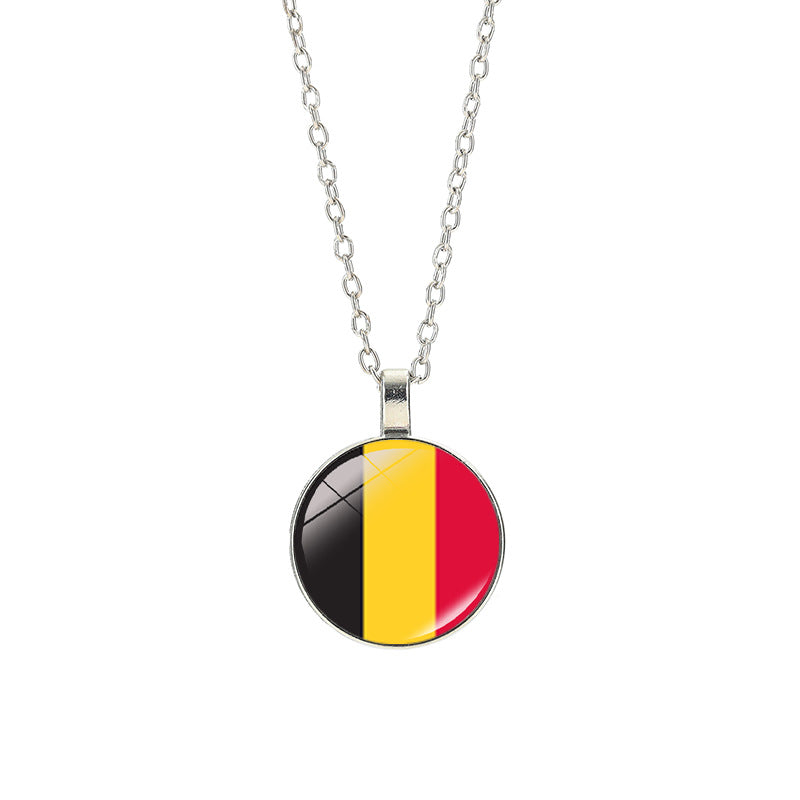Sporty Geometric Alloy Plated Necklace with Crystal Pendant Unisex Cable Chain