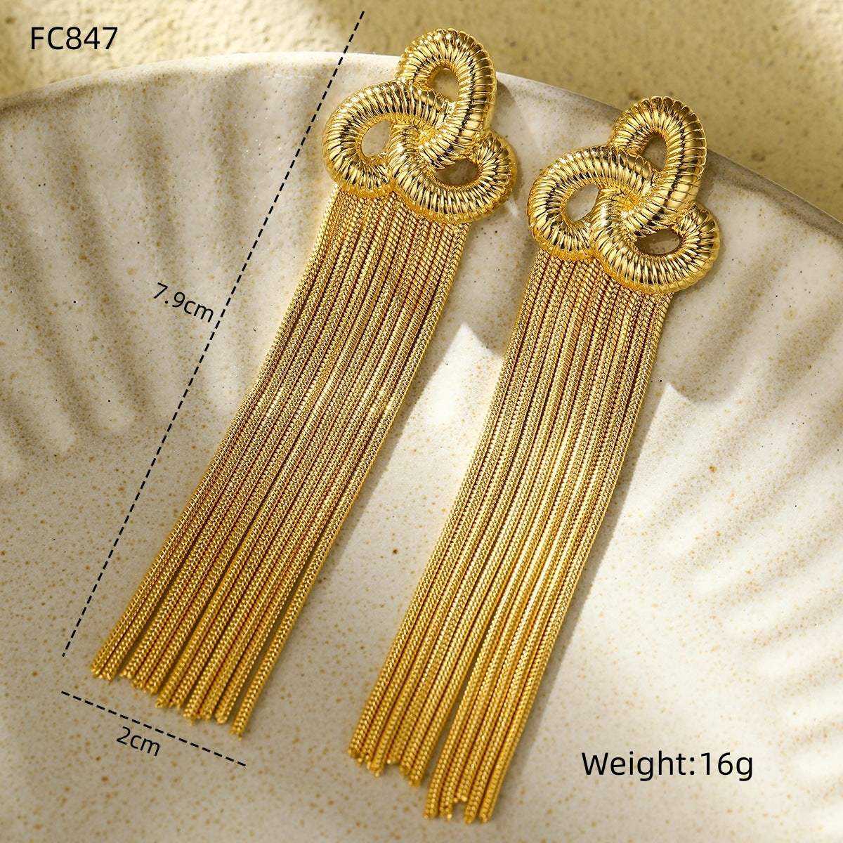 Pendientes de borla de estrella de mar elegantes vintage de acero inoxidable con galvanoplastia para mujer