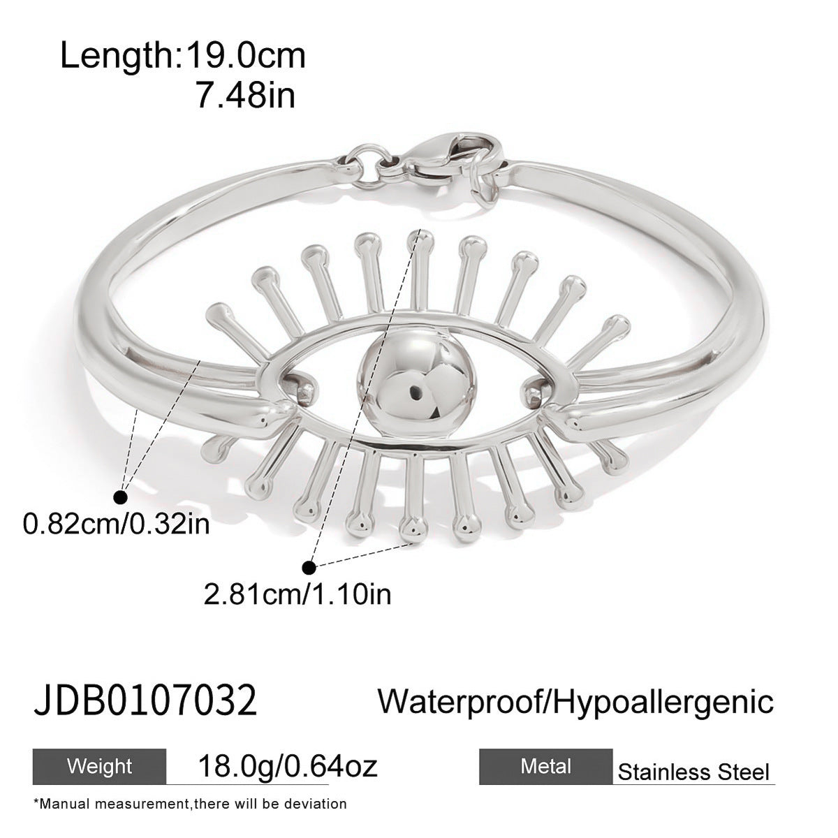 Pulsera de acero de titanio con diseño de Ojo Turco y baño de oro de 18 quilates para mujer, accesorio de moda hipoalergénico de acero inoxidable