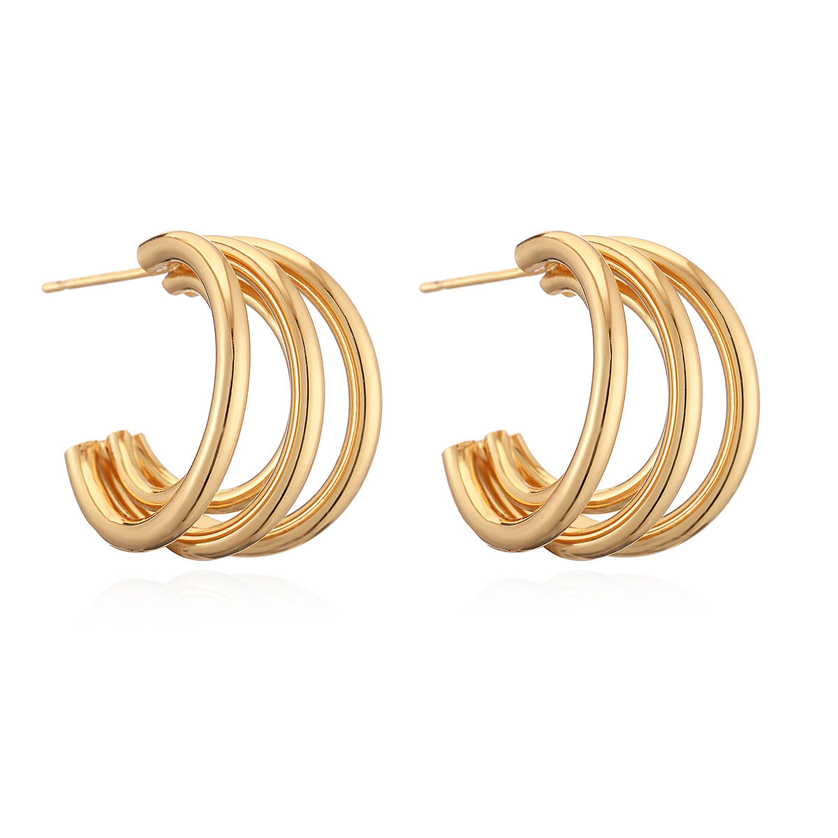 Minimalist Luxe Geometric Earrings for Women in Copper with 18K Gold Plating, Smooth Finish and Irregular Design