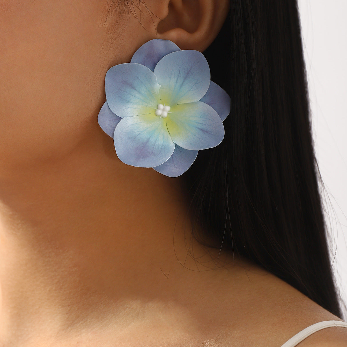 Pendientes de perlas con orquídeas florales frescas para mujer, diseño floral de tela hecho a mano, estilo de vacaciones de primavera y verano.