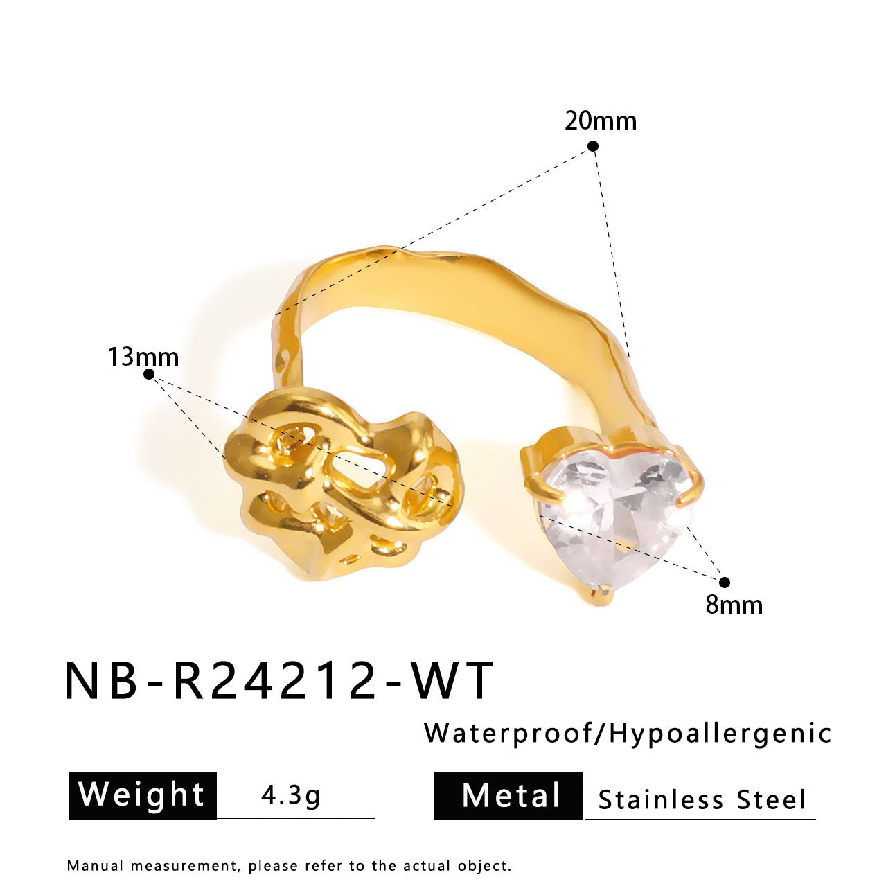 Vintage-Inspired Geometric Stainless Steel Ring with Rhinestone Inlay and Plated Finish Unisex Fashion Jewelry