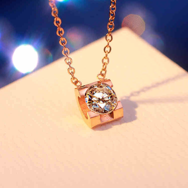 Minimalist Animal-Shaped Titanium Steel Plated Necklace with Cubic Zirconia Pendant for Women