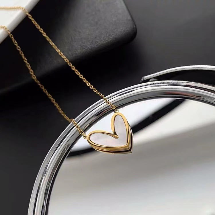 Minimalist Heart-Shaped Titanium Steel Pendant Necklace for Women with Plated Finish and O-Chain