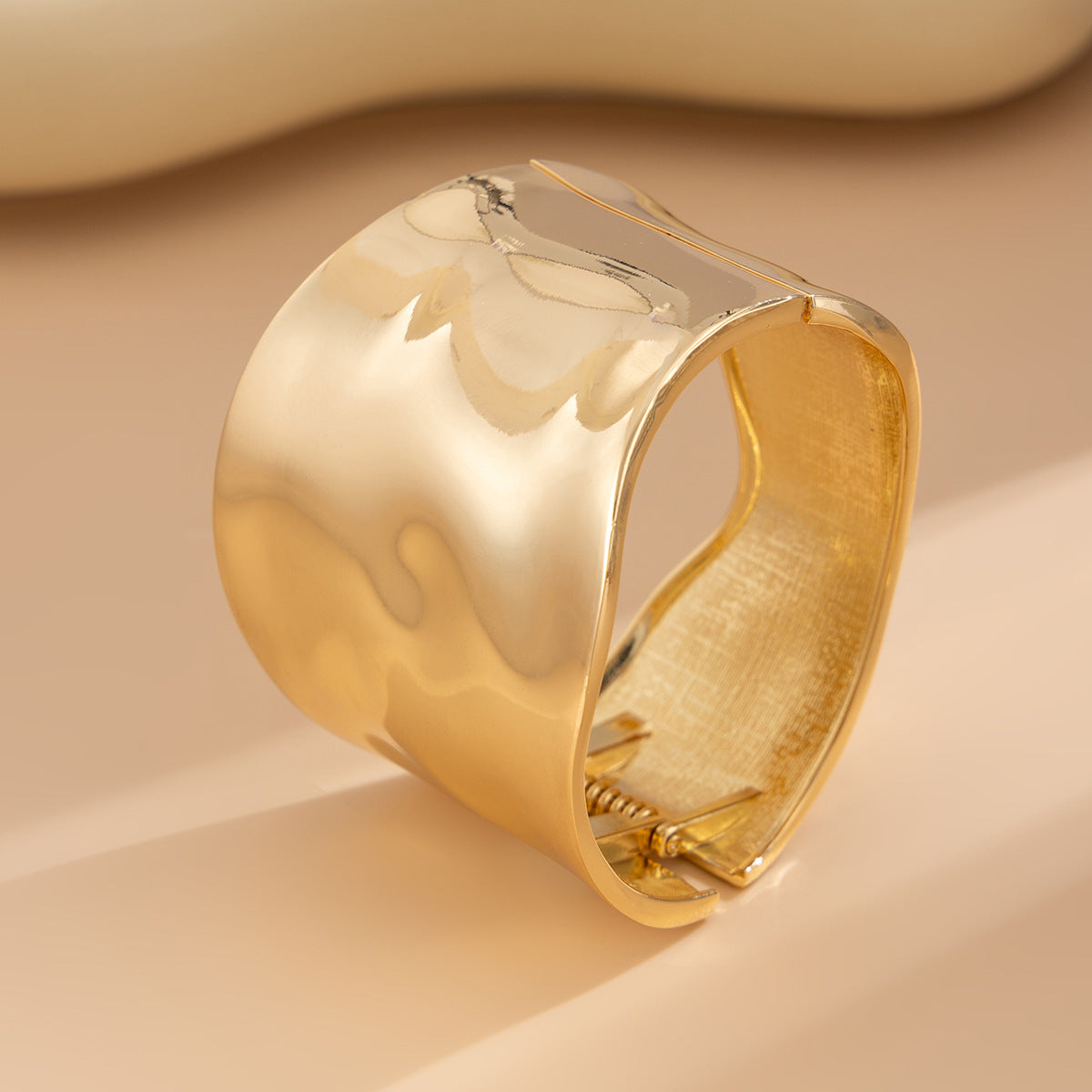 Geometric Liquid Metal Plated Cuff Bracelet for Women