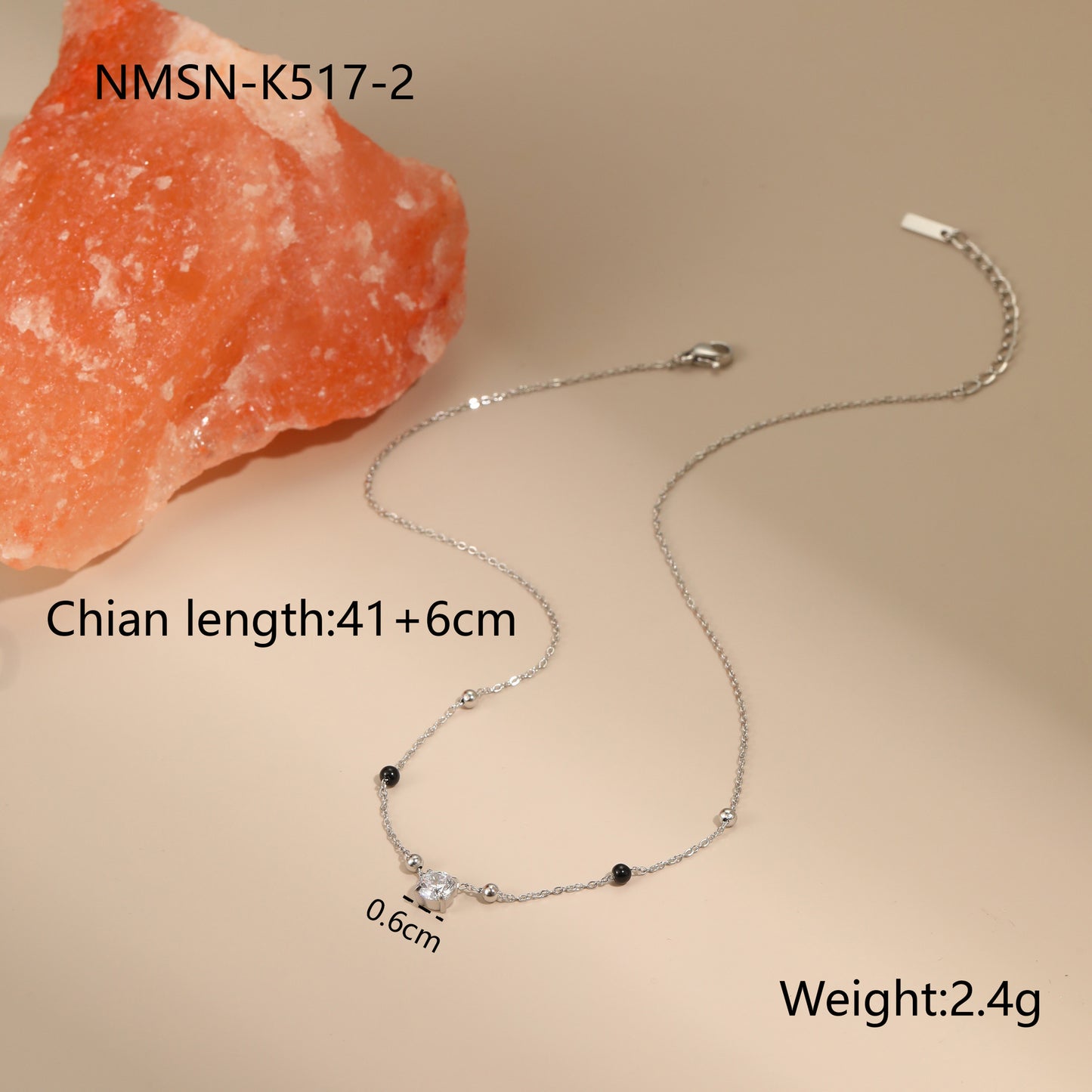 Collana geometrica in acciaio inossidabile con intarsio in zircone placcato per donna, catena alla clavicola alla moda
