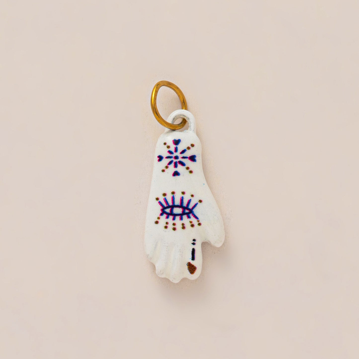 Vintage 18K Gold Plated Stainless Steel Floral Fish Charm Bar