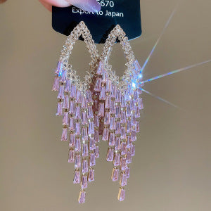 Orecchini pendenti di lusso a rombo geometrico con zirconi cubici su perni in argento 925