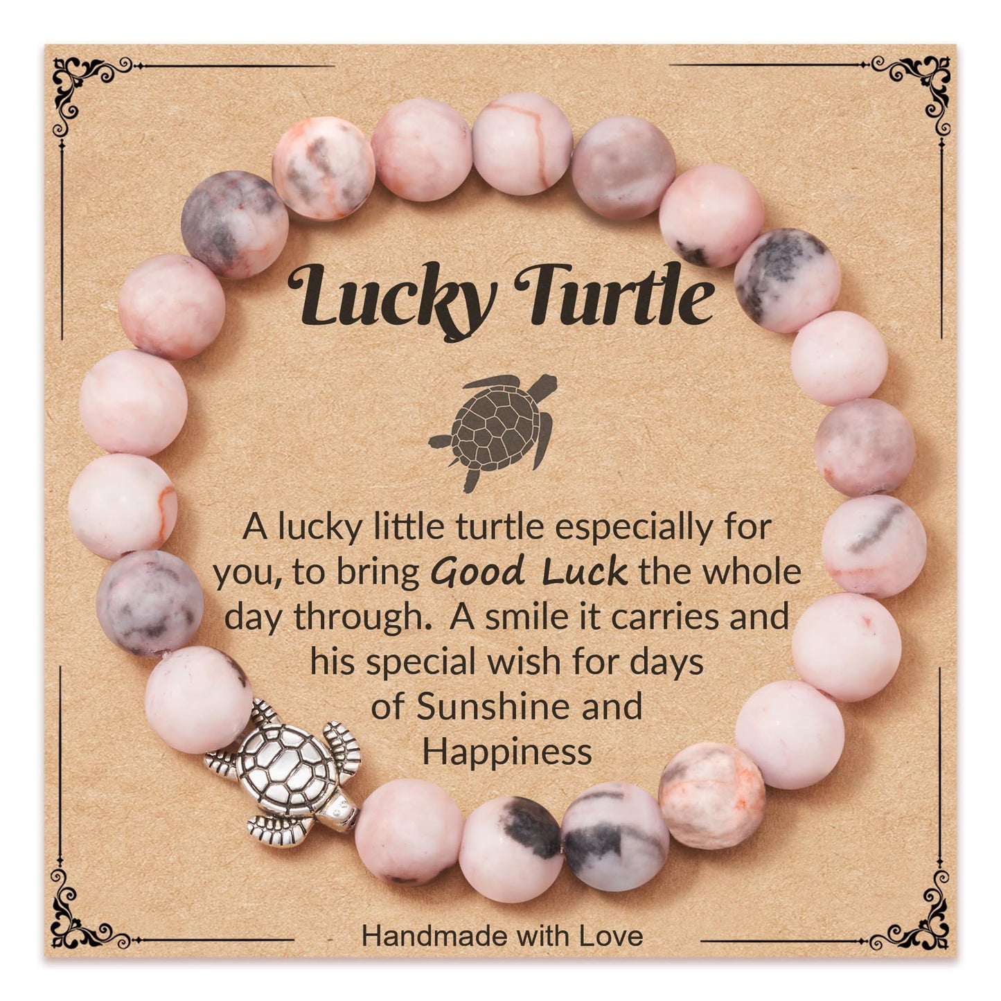 Sweet Matte Plated Zinc Alloy Turtle Turquoise Round Bead Bracelet Unisex