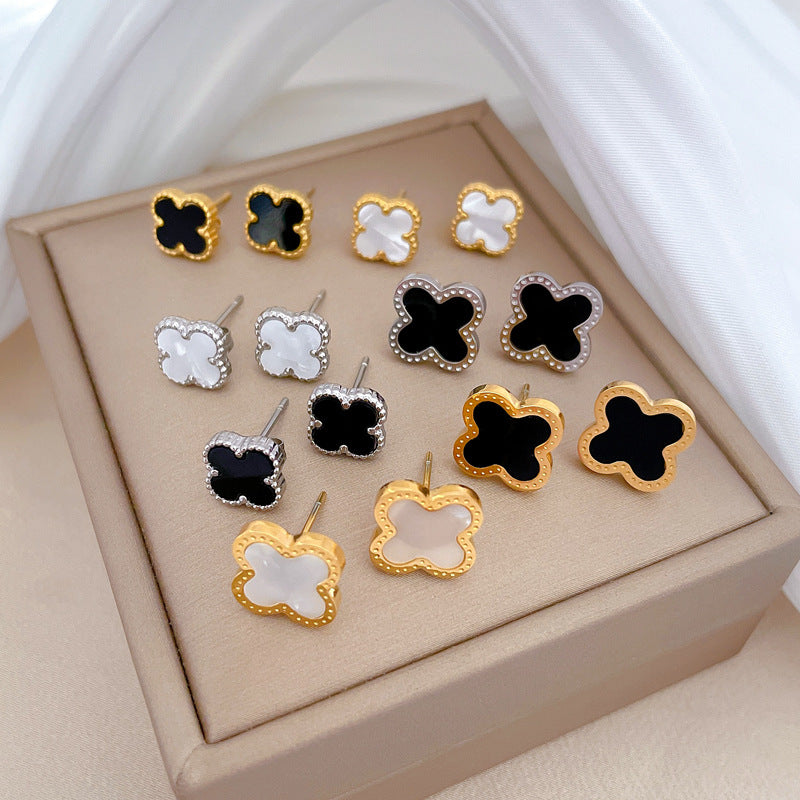 Minimalist Sweet Geometric Titanium Steel Plated Stud Earrings
