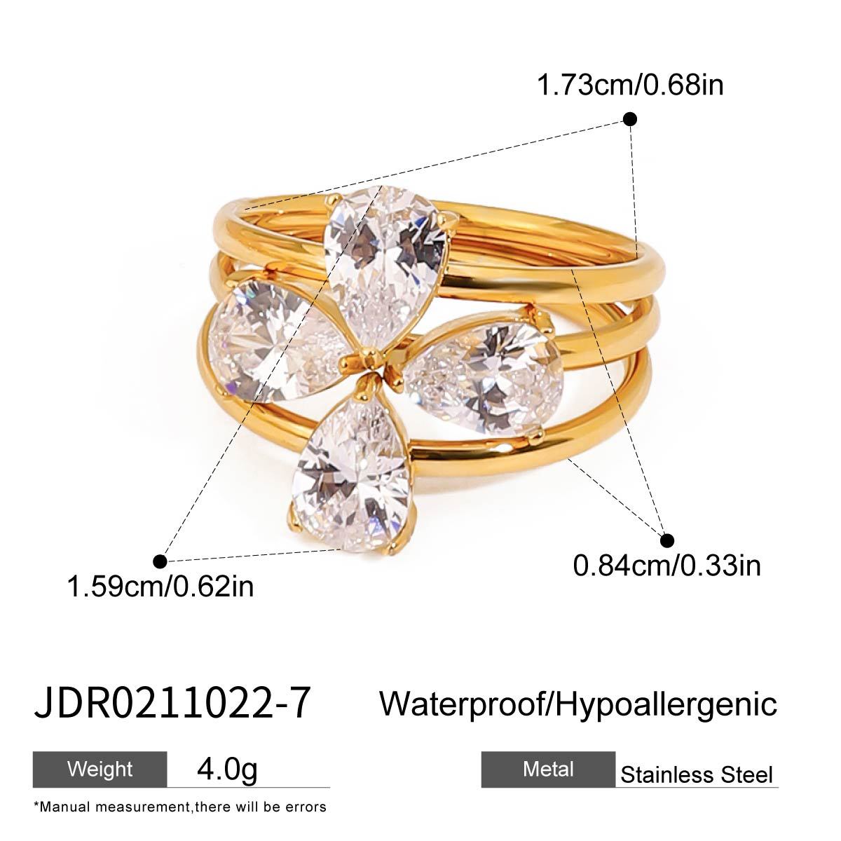 Geometric Floral Plated Stainless Steel Ring for Women