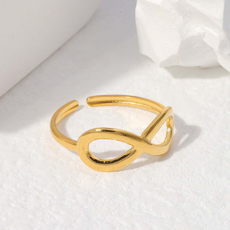 Sweet Minimalist Bowknot Titanium Steel Adjustable Ring for Women with Plated Finish