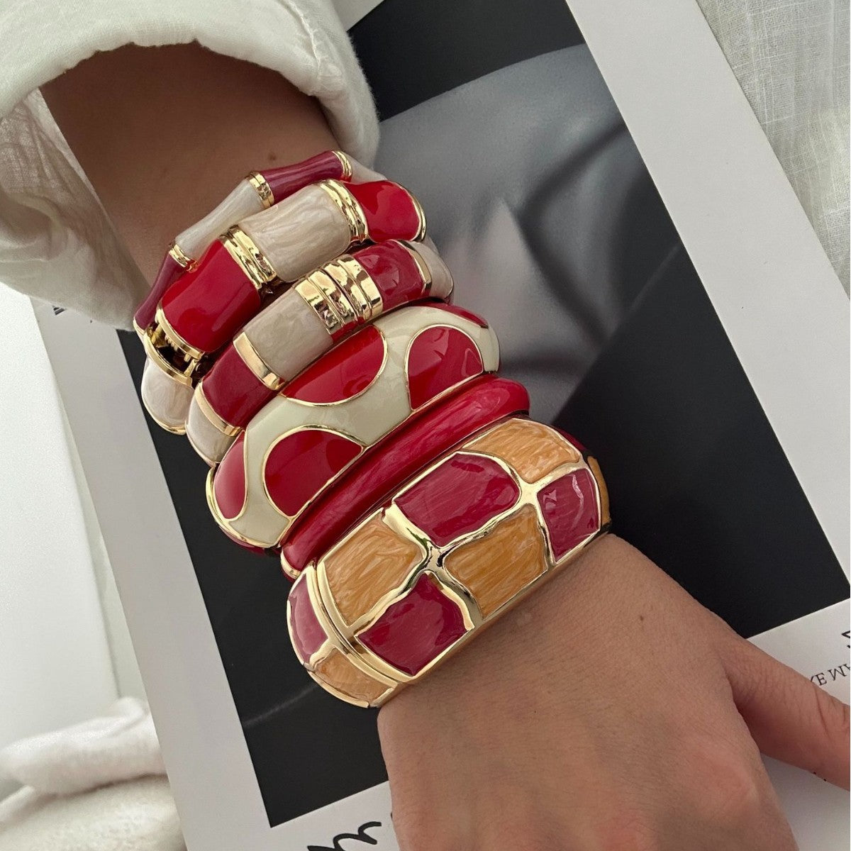 Bracciale bohémien in lega smaltata a goccia, rotondo ovale, geometrico da donna
