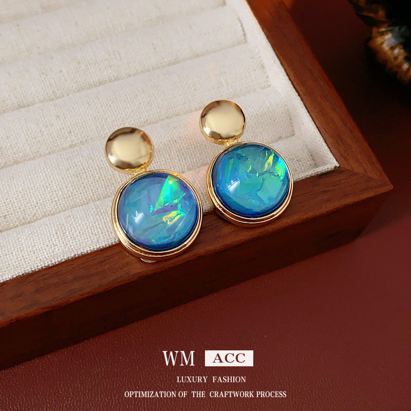 Chic Minimalist Round Resin Stud Earrings with Steel Posts for Women Geometric Fashion Accessory