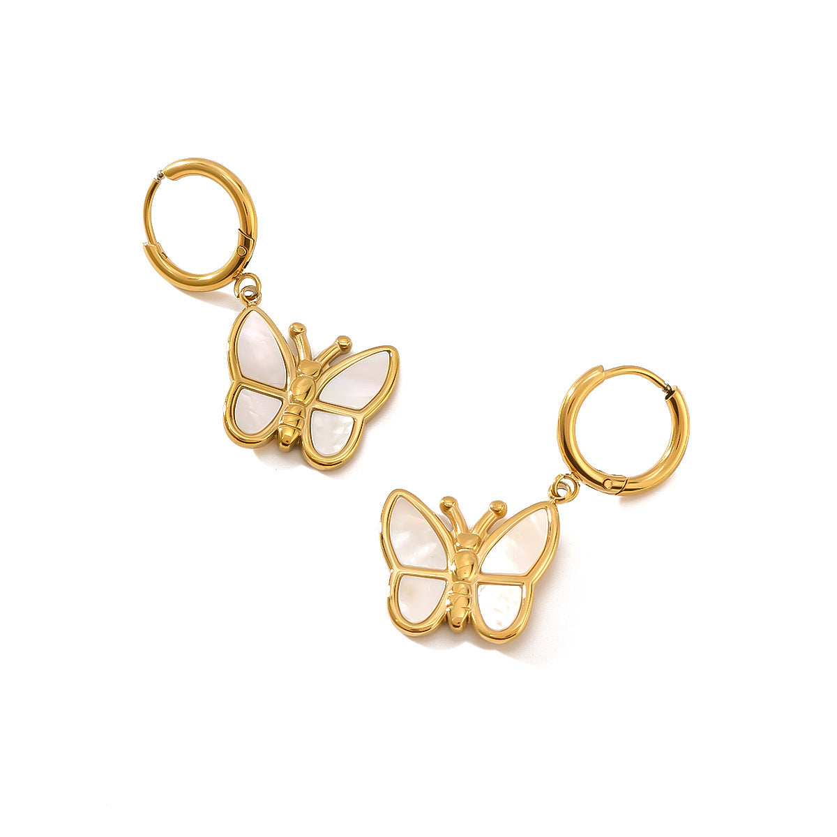 Elegant Butterfly-Shaped Stainless Steel Earrings with 18K Gold Plating for Women, Hypoallergenic and Inspired Design