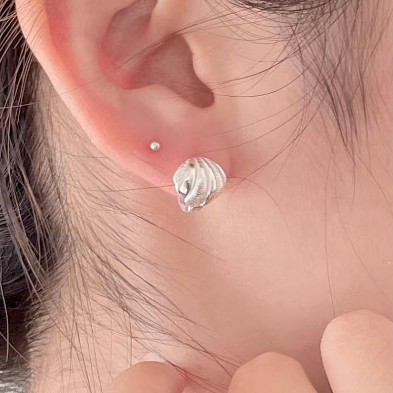 Pendientes Minimalistas Dulces de Plata de Ley 925 con Forma de Lágrima, Concha Geométrica e Incrustaciones de Perlas para Mujer