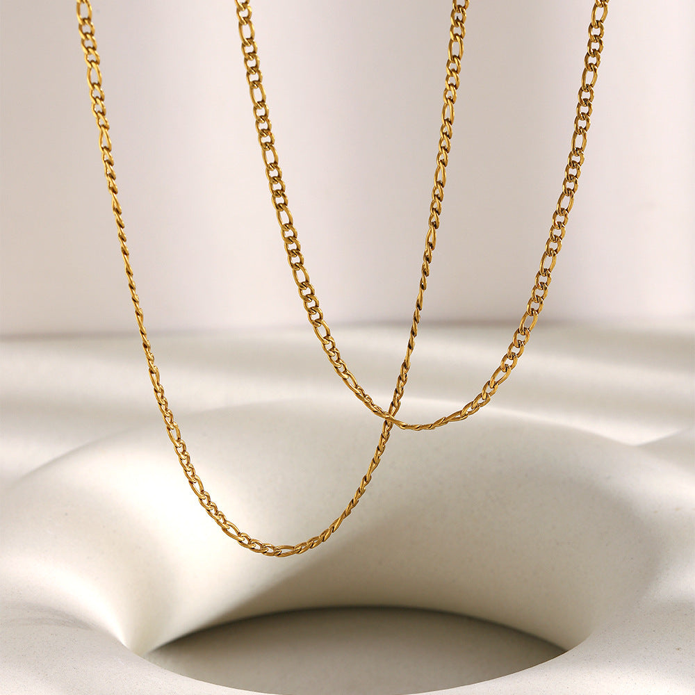 Collar Figaro de oro de 18 quilates chapado en acero inoxidable geométrico minimalista para mujer