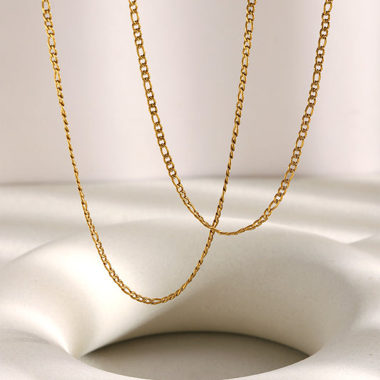 Collana Figaro da donna in acciaio inossidabile placcato oro 18 carati, modello geometrico minimalista