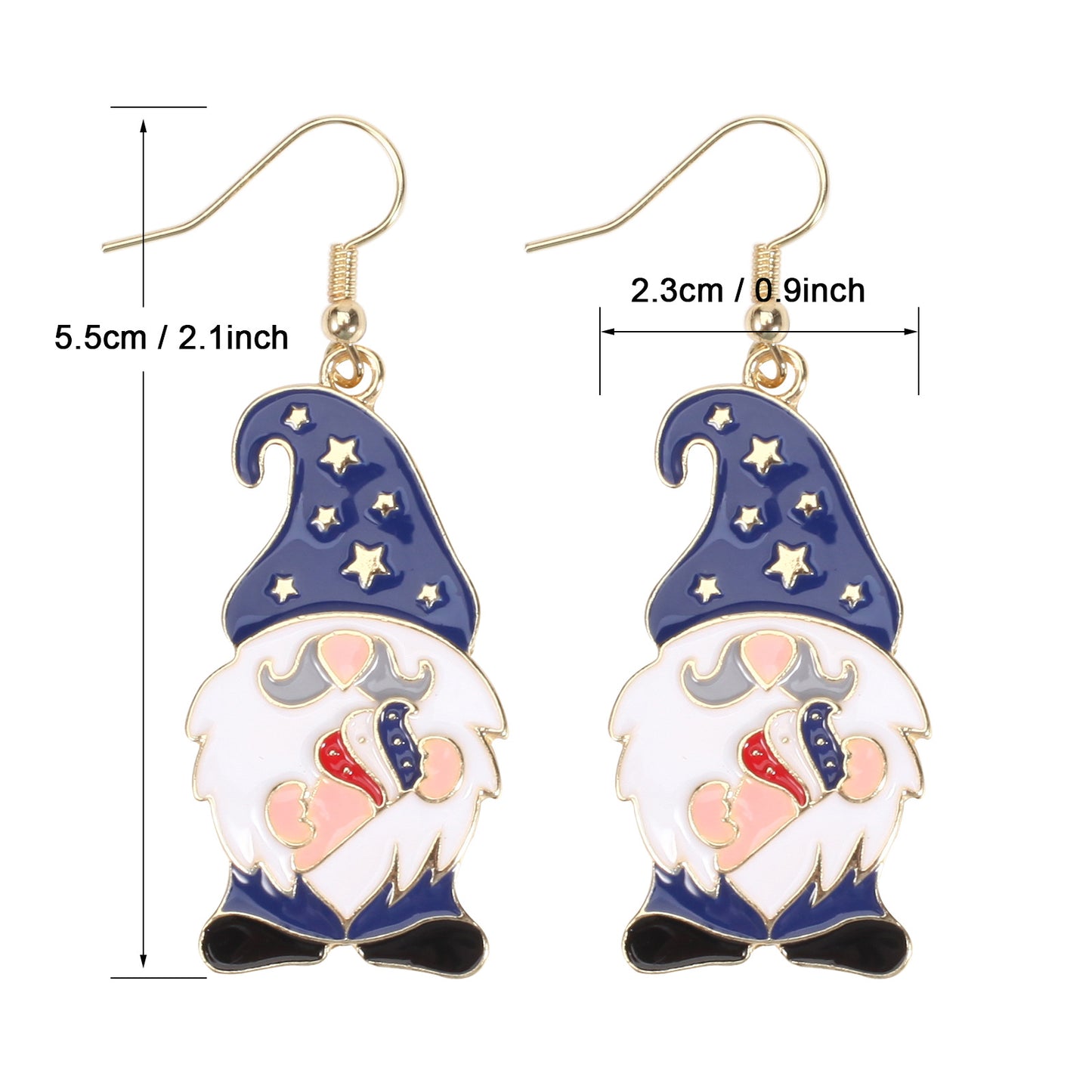 Plated Alloy Star Earrings with Christmas Santa Claus and American Flag Elements