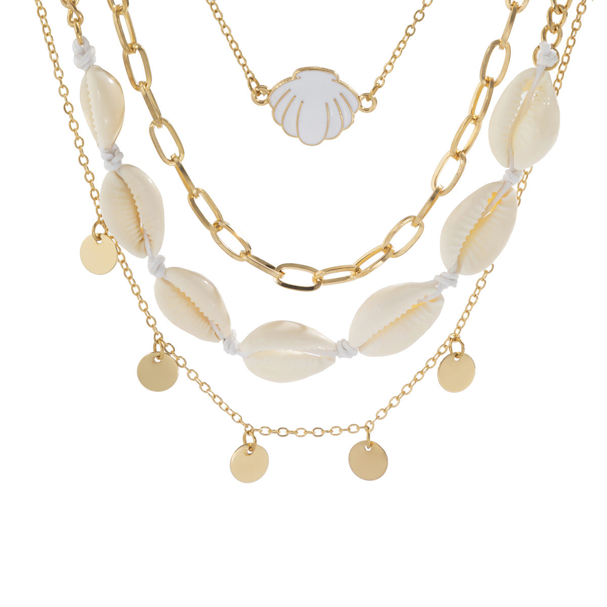 Retro Beach-Themed Star and Shell Pendant Necklace in Zinc Alloy with Plated Finish for Women