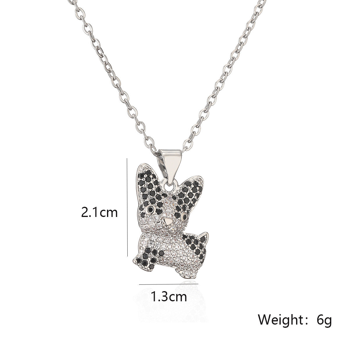 Minimalist Cartoon Dog Pendant Necklace for Women in Copper with Gold Plating and Zircon Inlay