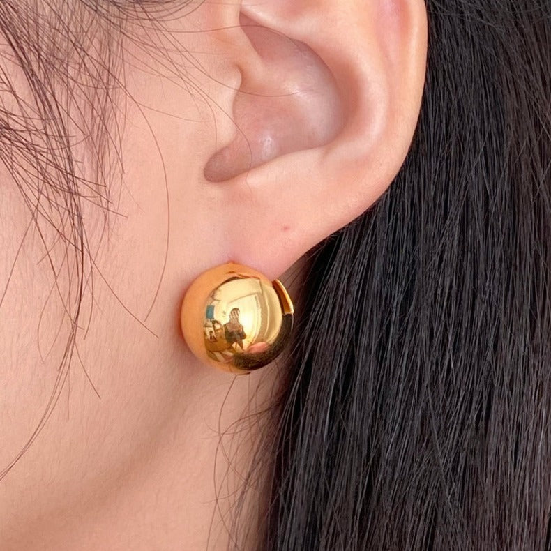 Aretes Minimalistas Vintage Geométricos Redondos de Plata Esterlina 925 Bañados en Oro para Mujer