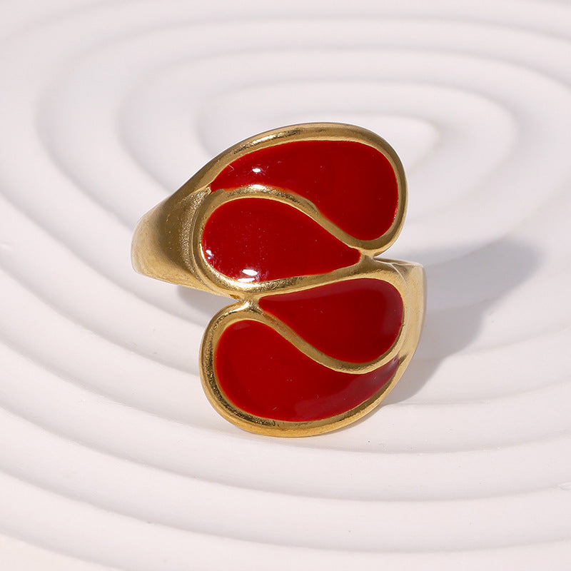 Anello geometrico minimalista placcato in acciaio inossidabile da donna con fascia aperta regolabile e finitura color oro 18K