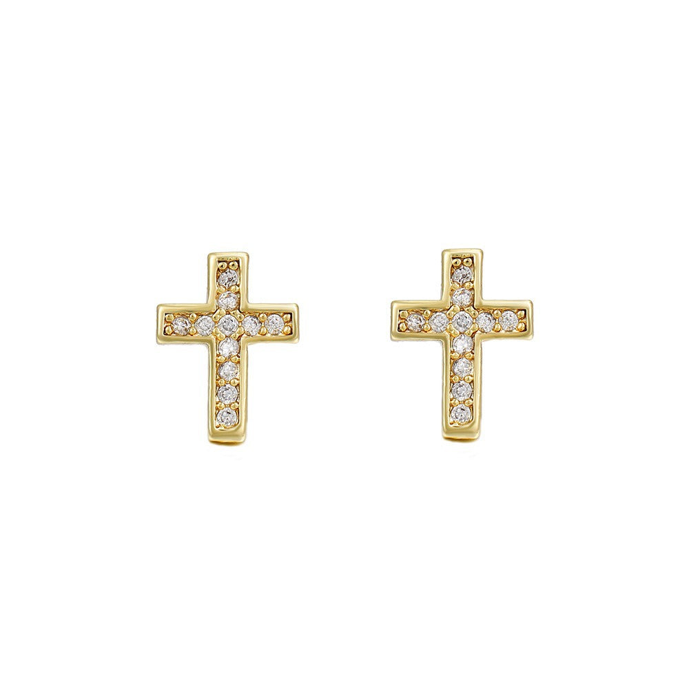 16K Gold Plated Brass Geometric Round Floral Earrings with Micro-set Cubic Zirconia and 925 Sterling Silver Posts