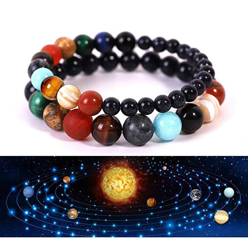 Unisex Round Geometric Volcanic Stone Bracelet