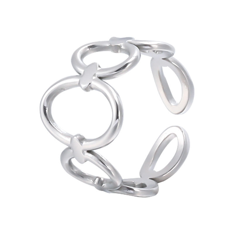 Anello regolabile geometrico minimalista in acciaio inossidabile da donna con finitura placcata