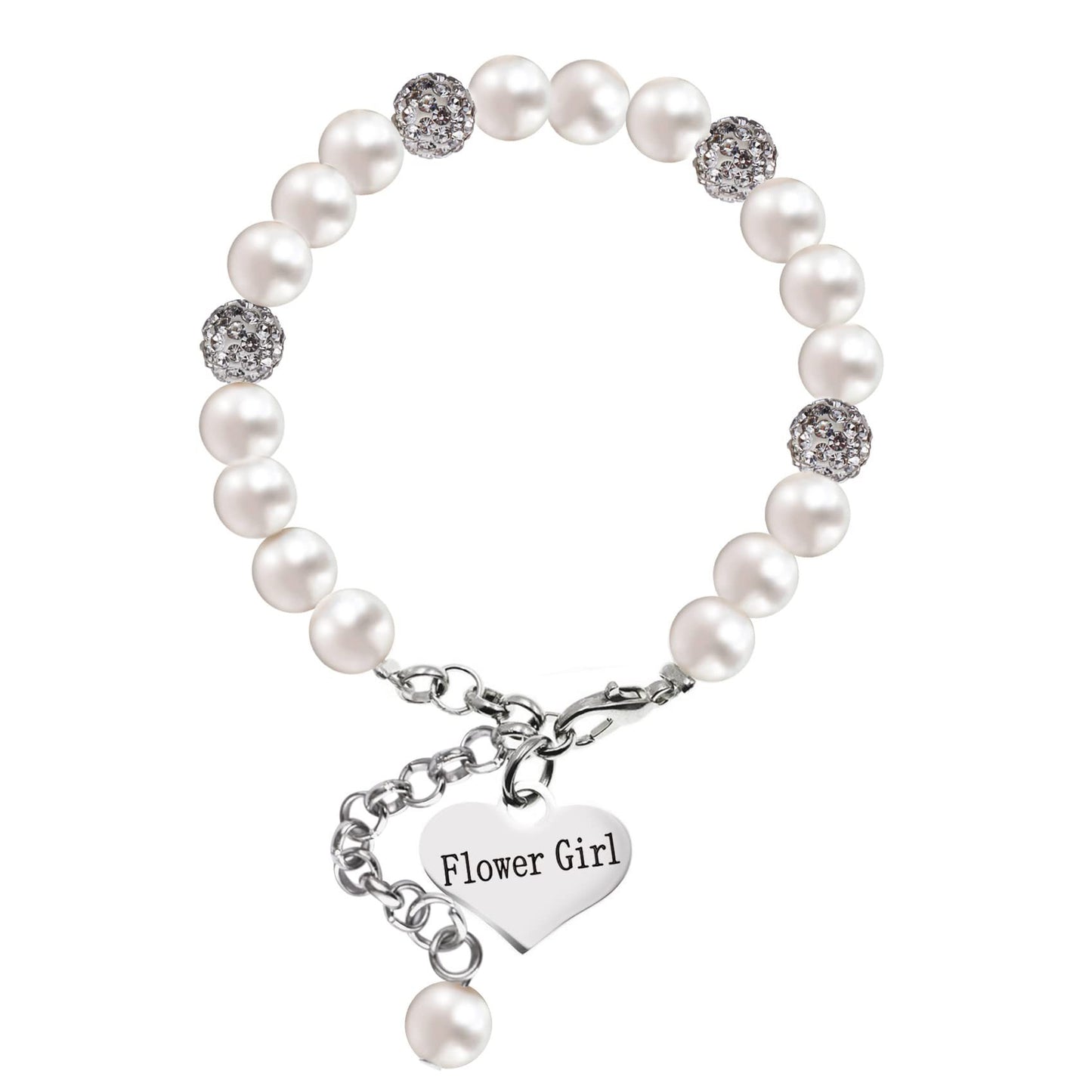 Sweet Heart Shape Resin Pearl Rhinestone Bracelet for Unisex