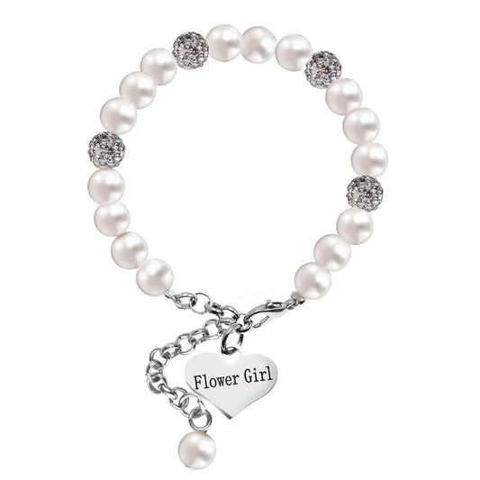 Sweet Heart Shape Resin Pearl Rhinestone Bracelet for Unisex