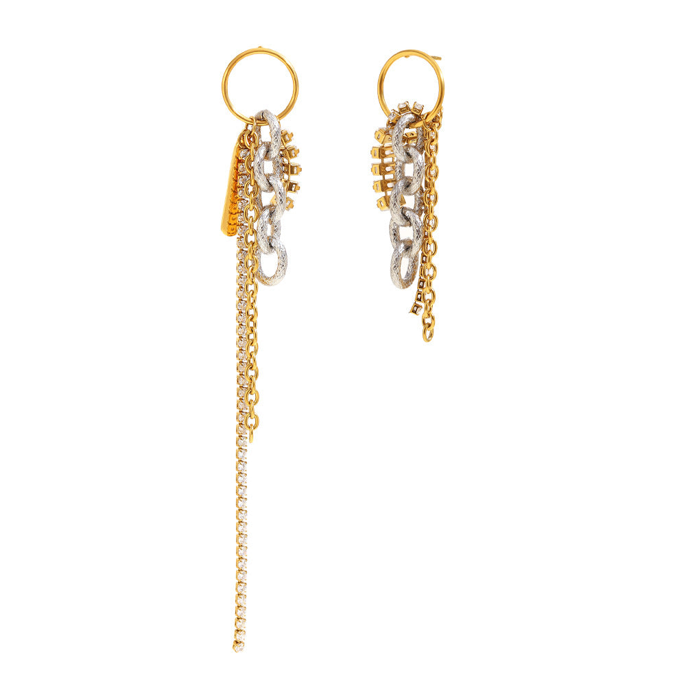 Orecchini pendenti da donna eleganti, minimalisti, geometrici in acciaio inossidabile placcati oro 18 carati con zirconi