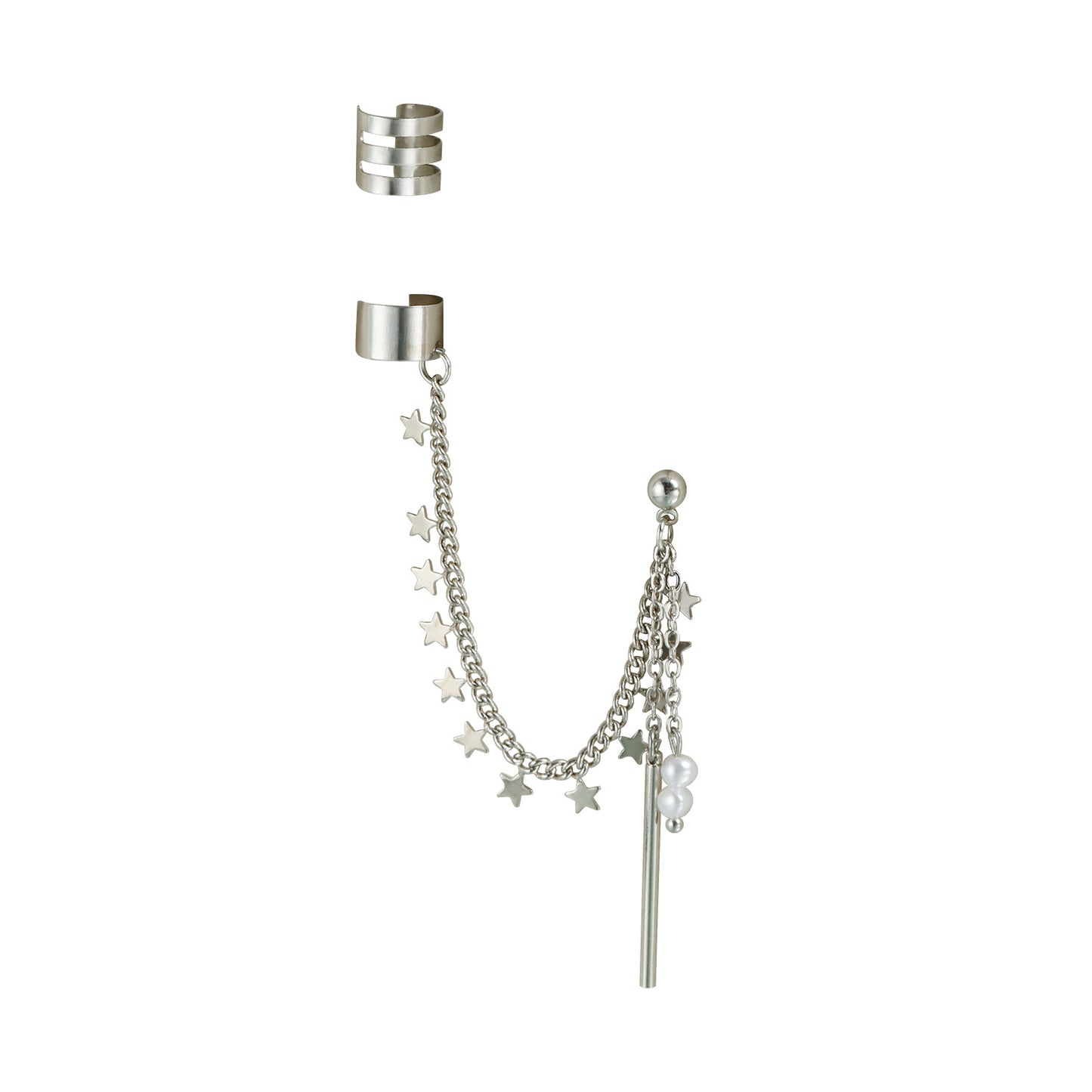 Fashionable Geometric Star-Shaped U-Style Ear Cuffs for Women Made of Alloy with Plated Finish