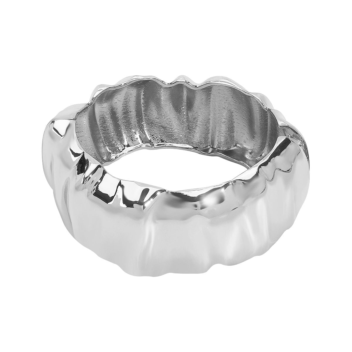 Brazalete rígido de metal texturizado geométrico vintage de aleación de zinc con acabado chapado