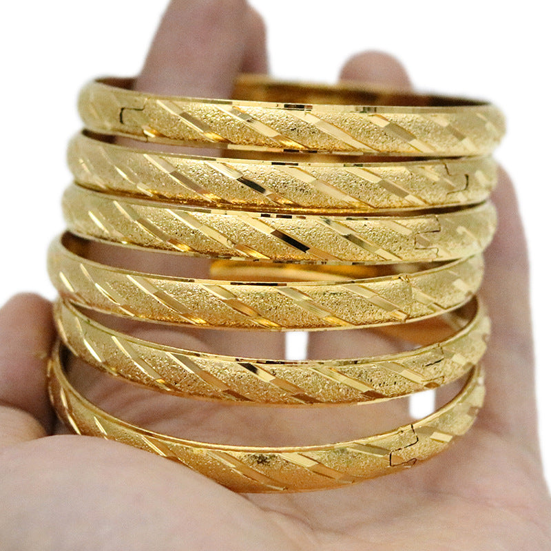 Luxury Elegant Geometric Brass PVD Plated Bangle Bracelet for Women