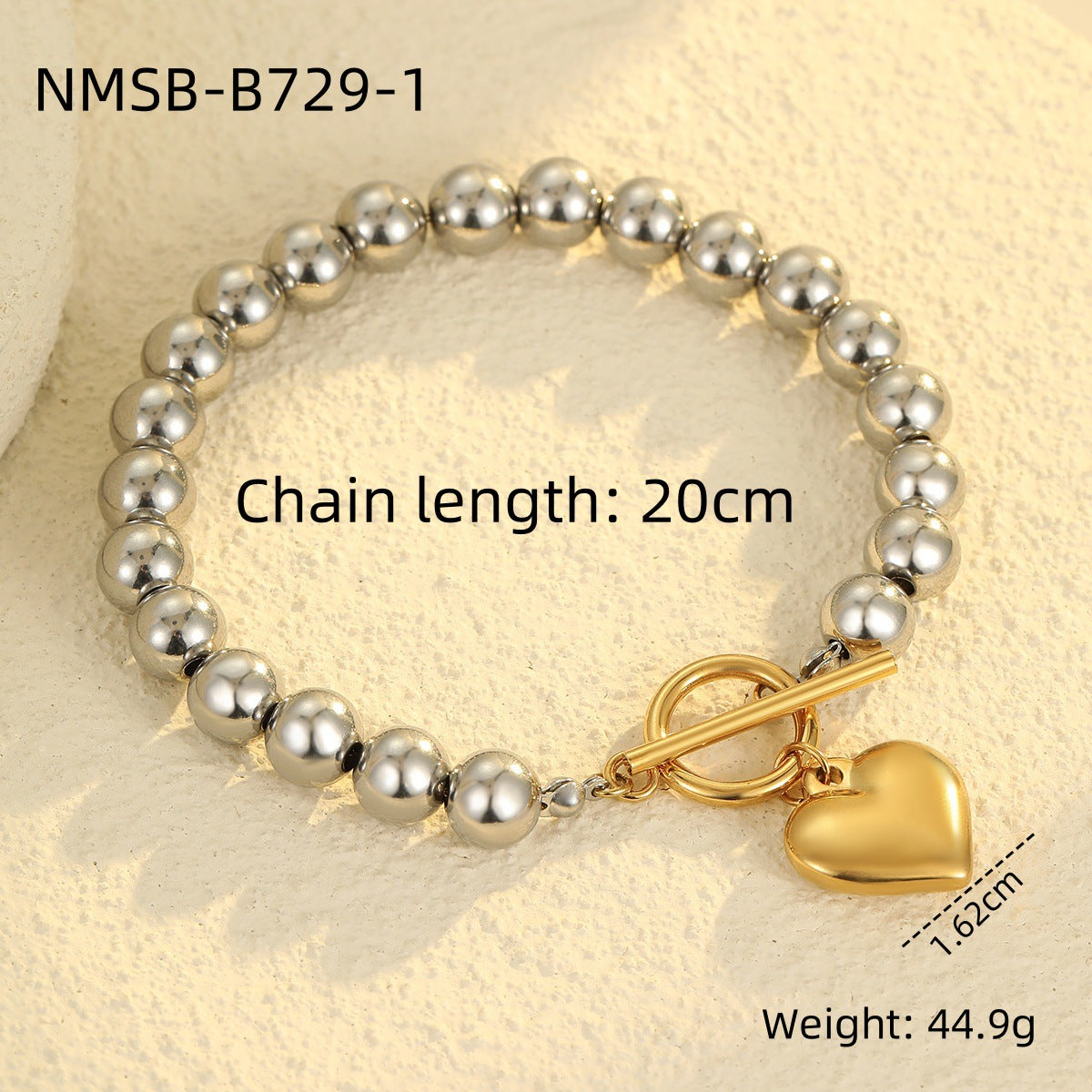 Vintage-Inspired Women's Stainless Steel Plated Bracelet with Heart Pendant and Tassel Detail