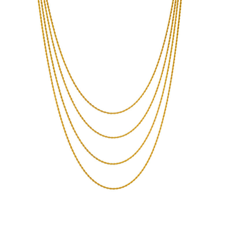 Punk Vintage Minimalist Titanium Steel Twisted Rope Multi-Layer Necklace for Women