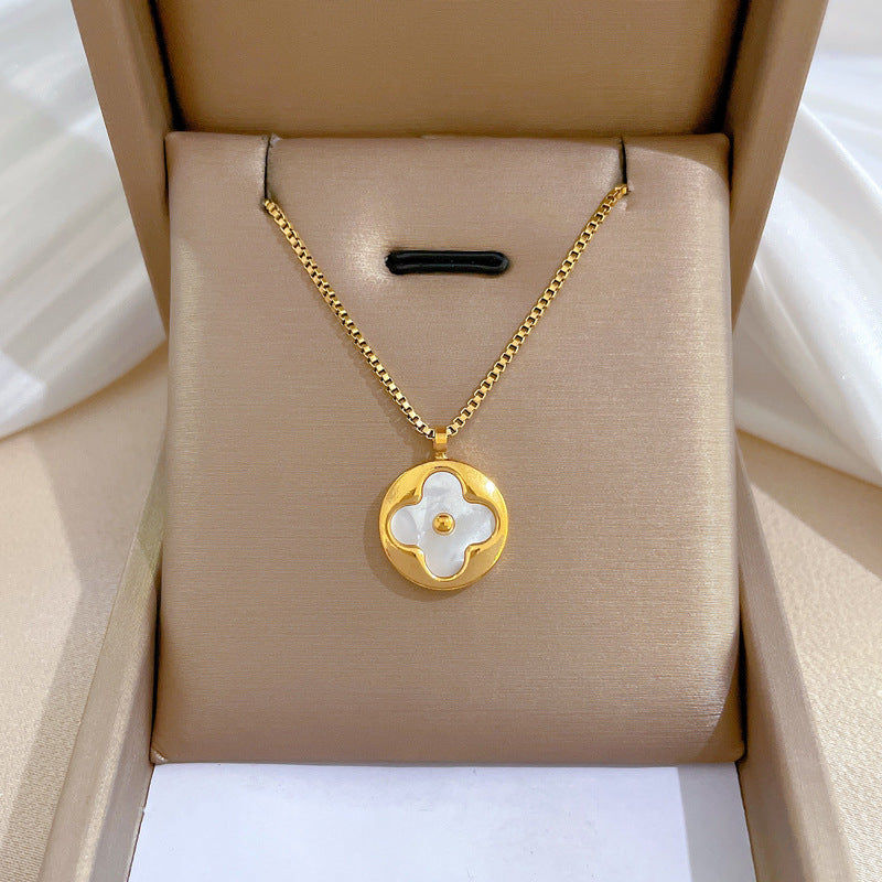 Collana con pendente geometrico minimalista in titanio e acciaio placcato unisex