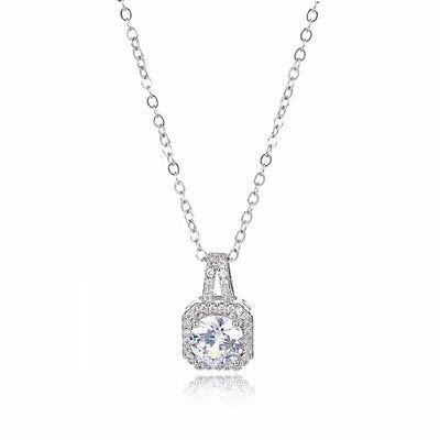 Minimalist Geometric Zircon Square Pendant Necklace for Women in Titanium Steel with Rhinestone Inlay on O-Chain