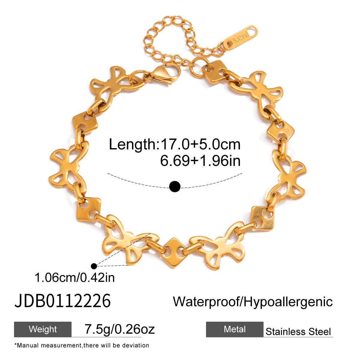 Minimalist Butterfly Geometric Stainless Steel Plated Bracelet for Women