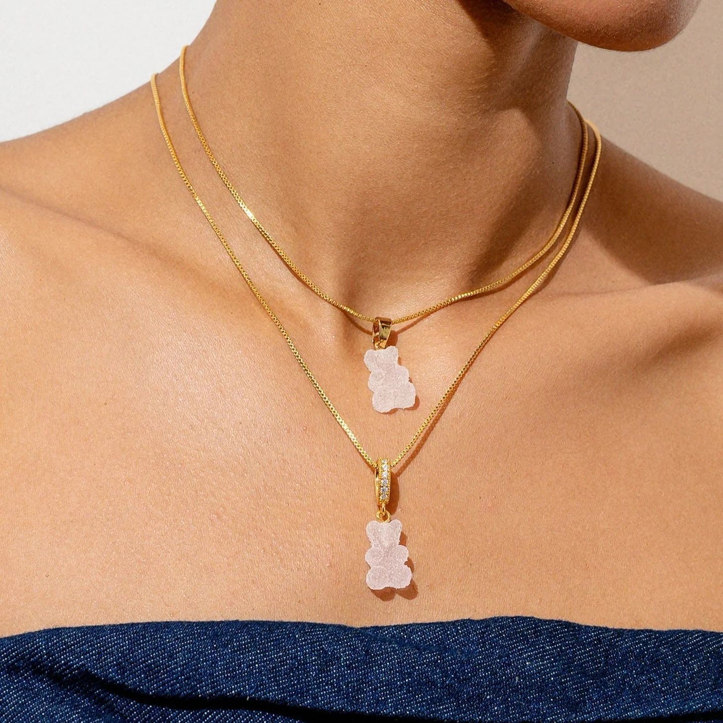 Colorful Plated Stainless Steel Bear Charm Bar for DIY Jewelry Making