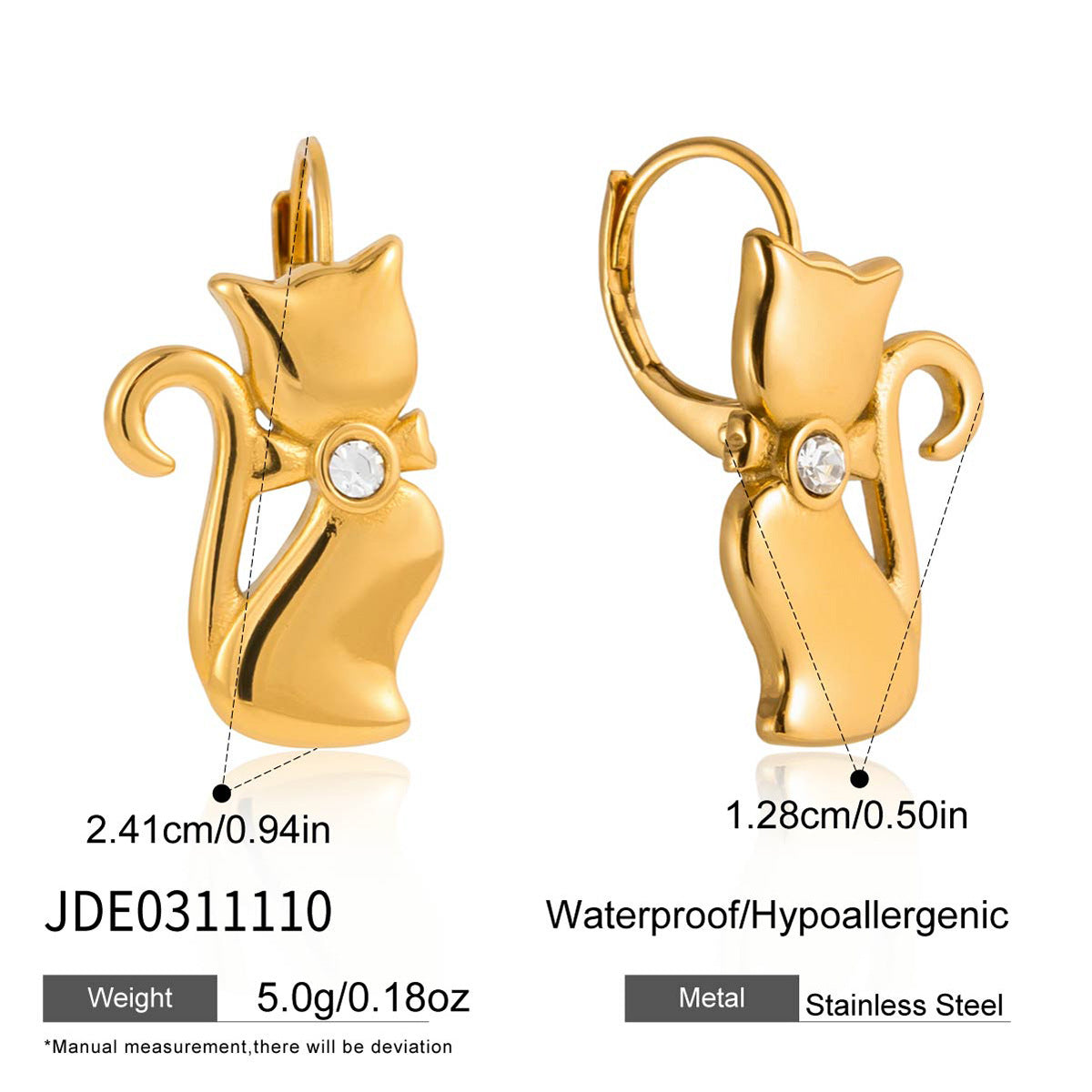 Luxury Geometric Cat Stainless Steel Earrings for Women
