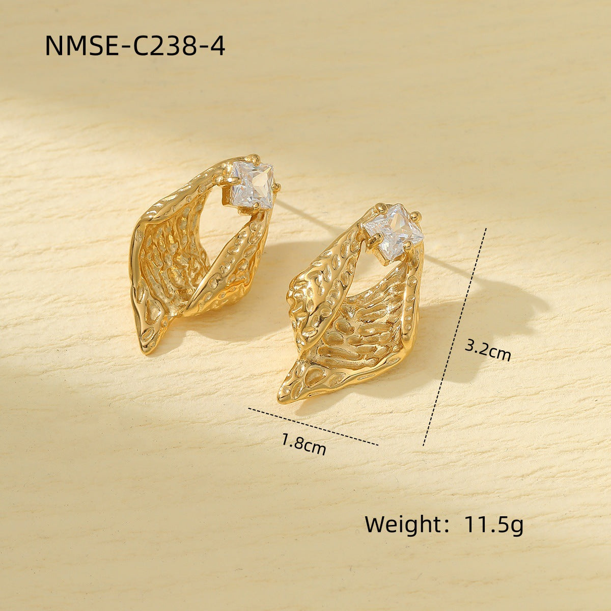 Pendientes vintage de acero titanio con forma de concha geométrica y circonitas incrustadas para mujer