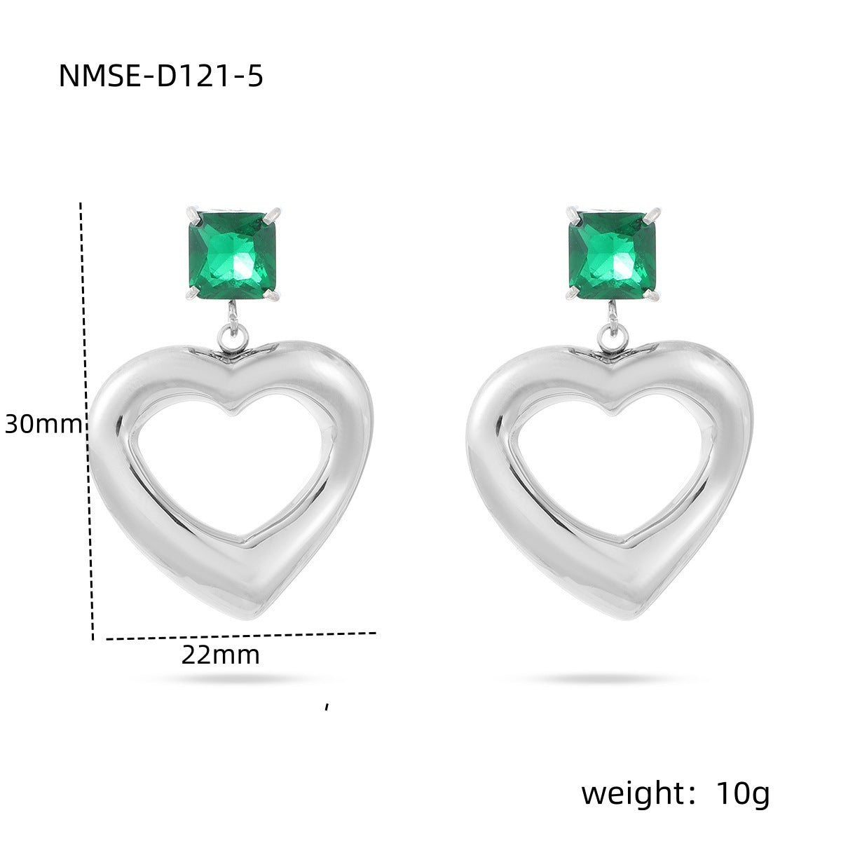 Fashionable Minimalist Heart-Shaped Zirconia-Set Titanium Steel Stud Earrings for Women with Plated Finish