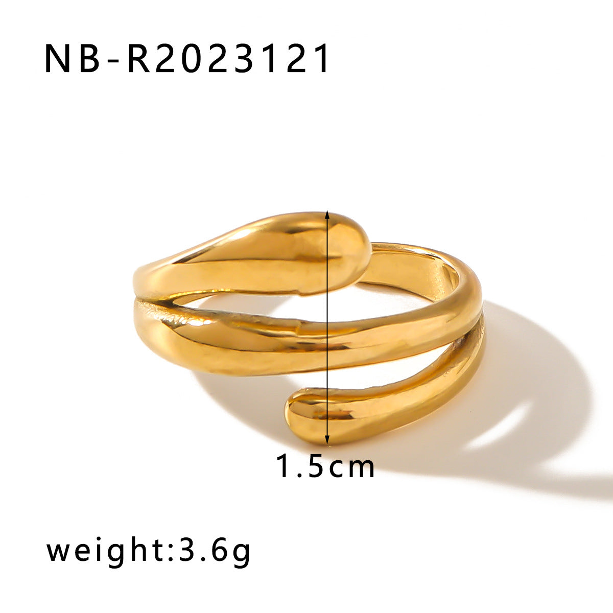 Anello Statement da Donna Minimalista a Cuore Irregolare in Acciaio al Titanio Placcato Oro