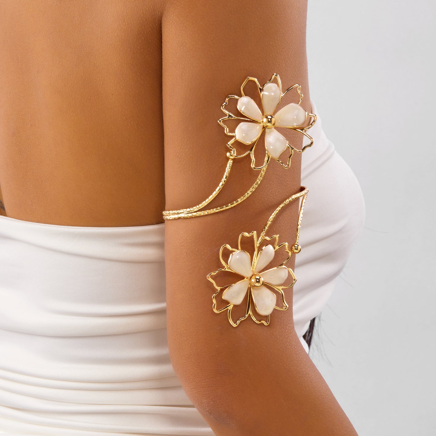 Casual Adjustable Starfish and Conch Flower Arm Cuff Alloy Plated Women